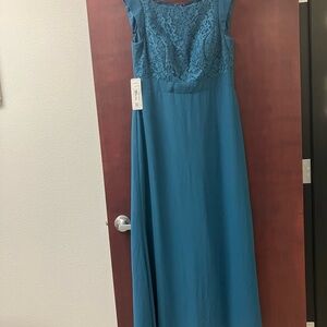 NWT Azazie Ink Blue Maxi Dress sz A14 Bettina